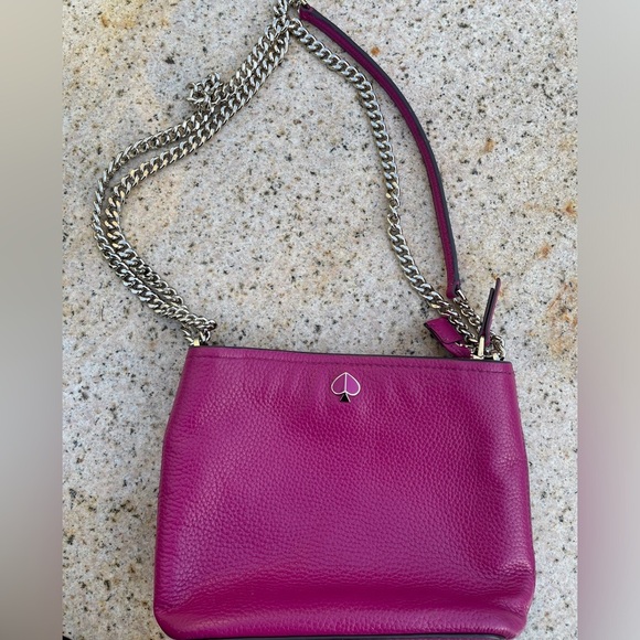 Kate Spade Polly Pink Genuine Leather Gold Chain Crossbody EUC coquette barbie - Picture 1 of 13